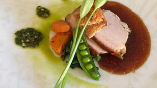 Roast Pork cracking with wild garlic chimichurri