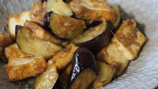 茄子と厚揚げのバナナ味噌炒め