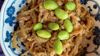 もやしとカニカマの卵とじ