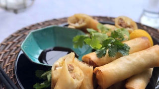 鶏肉と白ネギの簡単春巻き